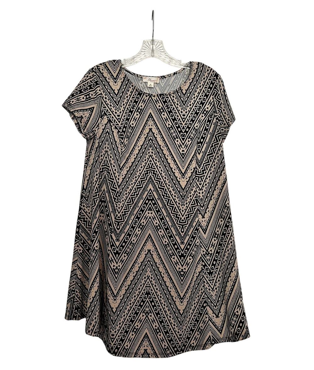 Women's Misia Short Dress Size Medium Chevron Tribal Geometric Tunic Cinch